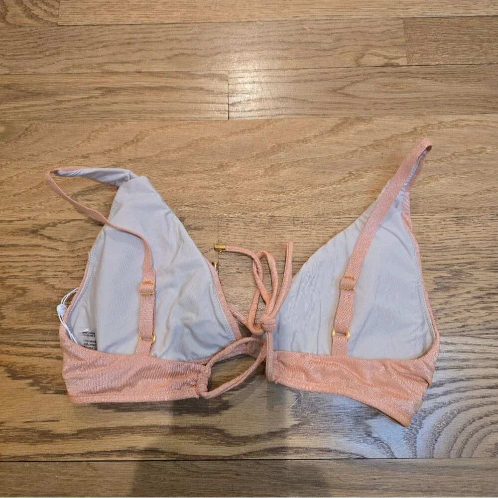 NWOT PQ Swim Skylar Halter Bikini Top In Orange Citrine Sz D